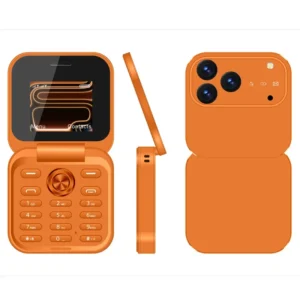1.77 Inch Flip Feature Phone 2G GSM Dual SIM T9 Keypad 0.08MP Camera 1000mAh Battery FM Spanish French German Support Torch