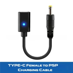 10cm USB C To Barrel Charger Adapter With Blue Indicator Light For PSP 1000/2000/3000