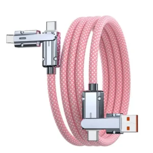 2 in 2 Strong Nylon Fast Charger Cable Heavy Duty 540° Rotating USB C to C Charging Data Sync Cable with USB A and USB C