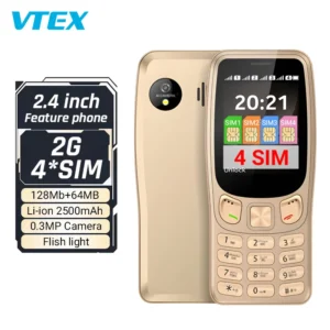 2.4 Inch MTK6260A 2G Quad SIM Card Mobile Phone 64MB RAM 128MB ROM Dual 0.3MP Camera 2500MAH Long Battery Senior Feature Phone