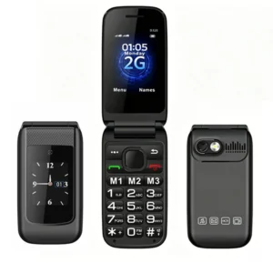 2.4+1.77 Inch 1600mAh Cell Phone SOS Dual Screen Folding Flip Phone 2G Feature Phone for Elderly