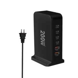 200W GaN 4 USB C 2 USB a Power Supply Adapter 6 Ports EU/US/UK/AU Plugs PD 30W Fast Charger for Desktop Laptop