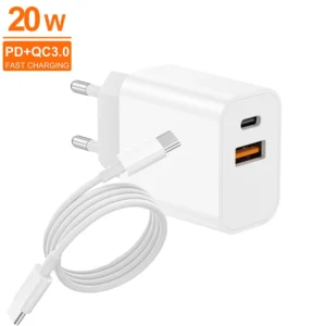 20W Factory Custom Dual Port USB + Type C 20W Fast Charging Wall Mobile Phones Adapter Multifunctional Power Charger
