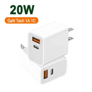 20W PD Dual USB C/A Compact Wall Charger Fast Charger for iPhone for Samsung Android Devices with OTP & OVP Protection