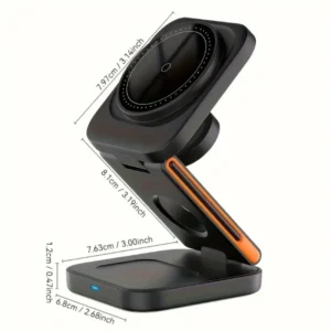 3 in 1 Fast 15W Foldable Wireless Charger Portable OTP Magnetic Stand for Home Travel Business Household Charger