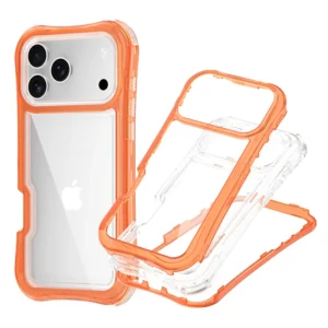 3 in 1 Phone Cover for iPhone 17 16 15 14 13 12 11 Pro Soft TPU Transparent Hard Acrylic Designer Cooling Phone Case