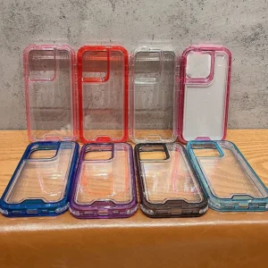 3 in 1 Triple Shockproof Transparent Anti Slip Clear Phone Cover for iPhone 17 16 15 14 13 Protective Mobile Phone Case
