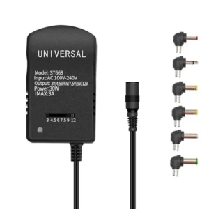 30W Adjustable Universal Power Adapter 3V-12V with 6 Tips