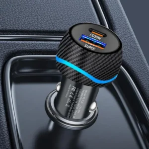 30W Fast Charger Car Adapter with Two 5V/1A & 5V/2.4A Outputs Electric Plug for Type-C Phone Portable Driver Charging Ports