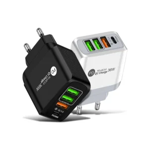 36W 4-Port QC3.0 3USB + PD Wall Fast Chargers Power Adapters for iPhone Samsung LG HTC
