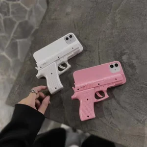 3D Funny Innovative Earphone Case for iPhone 17 16 Pro Max 15 14 13 12 Creative Pistol Design Cover Case