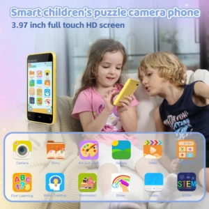 4 Inch IPS Screen Kids Camera 500W Functions with 32GB Built-In Memory Steam Interactive Learning Plastic Phone for Children