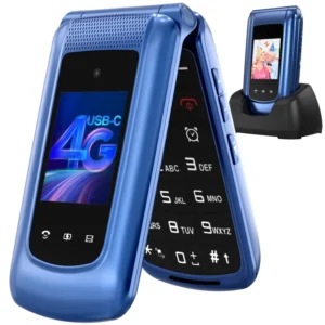4G Cell Phone for Seniors 1.77+2.4” Dual Screen LTE Cell Phone Dual SIM Card FM BT for Elderly People
