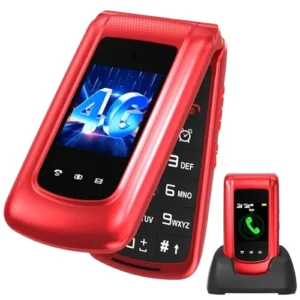 4G Cell Phone for Seniors 1.77+2.4” Dual Screen LTE Cell Phone Dual SIM Card FM BT for Elderly People