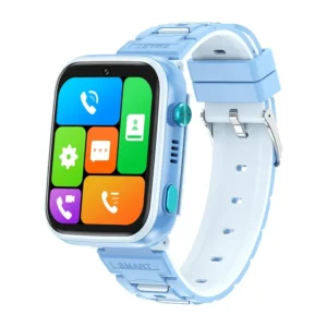 4G Detachable Children’s Phone Watch with IPS Display Plastic Case 16G Memory Silicone Band Neck Hanging Positioning Smart Watch