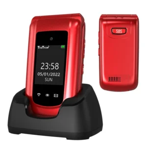 4G Flip Feature Phone 1.77+2.4” Dual Screen LTE Cell Phone Basic Phone with FM BT for Elderly People
