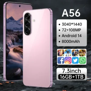 5G Smartphone A56 PRO 16G+1TB 144Hz Big Screen Global Cell Phones Dual SIM Android Phone LTE Cellular