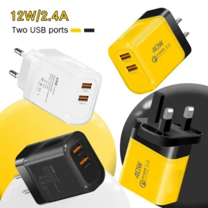 5V2A Charging Head EU US UK Plug Multi Port Adapter Compatible with All Phone Styles Android Dual Port USB Phone Charger