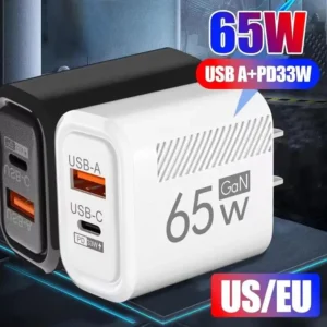 65W GaN Fast Charging USB Type-C Charger US EU Plug PD 3.0 Quick Charge Travel Wall Charger for Phone Adapter for iPhone Samsung