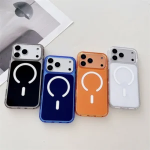Acrylic Clear Magnetic Phone Case for iPhone 17 Air 16 15 Pro Max Dual Tone IMD Transparent TPU Shockproof Back Cover
