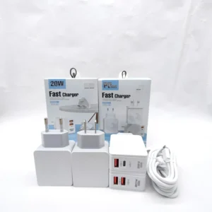 Android Phone Charger Fast Charging PD QC with Cable OEM EU/US/UK Plug 3-Pin Adapter 2 USB + Type C Ports Electric