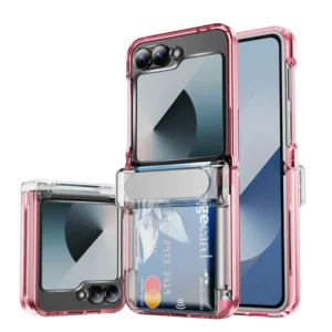 Anti Falling Card Holder Slot Phone Case for Samsung Galaxy Z Flip6 Flip5 Flip4 Flip7 Soft TPU Hard PC Shockproof Cover Shell