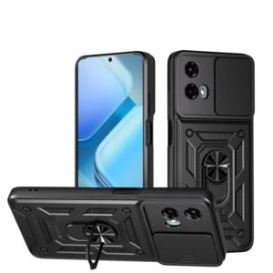 Armor Anti-Gravity Hard PC Solid Phone Case with Shockproof Ring Stand Back Cover and Holster for Motorola G56 G86