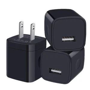 Black Mini Fast Charging US Wall Plug Outlet Power Box Cube Single Port USB AC Travel Charger Adapter for iPhone Samsung