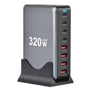 CE Certified 320W Desktop GaN Charger Quick PD 8 Port USB Type C Adapter Multifunction Charging Dock Stand for Mobile Phone PC
