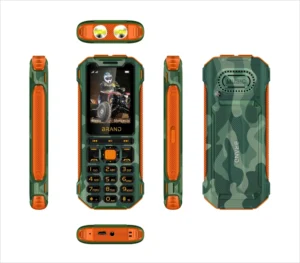 Camouflage Color Rugged 2.4 Inch 4 Sim Long Standby GSM Feature Phone Bar Phone 2G Mobile Phone with Big Battery Big Speaker
