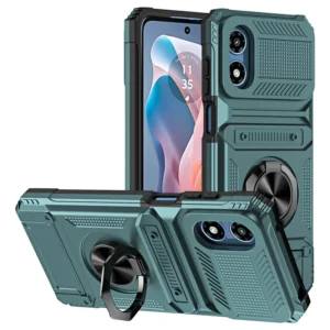 Card Slot Armor Phone Case for Motorola Moto G Play 5G 2024 Moto G Play 4G 2024 Magnetic Ring Stand Back Cover