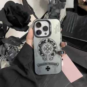 Cartoon Double Layer Silver Cross Pattern Hard Phone Case Shockproof Protective Cover for iPhone XR 17 Pro Max