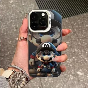 Cartoon Mario Silver Hard Phone Case for iPhone Xs X Xr Xsmax 11 12 13 14 15 16 17 Pro Max 16e
