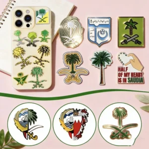 Chinese Factory Customized Iraq Syria Saudi Arabia Soft Enamel Phone Pin Flip Oman Kuwait Phone Case Metal Sticker
