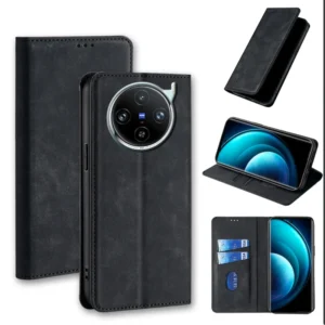 Classic Leather Wallet Phone Case for VIVO X100 X90 X90S X80 X70 X60 Pro Lite with Magnetic Flip Cover
