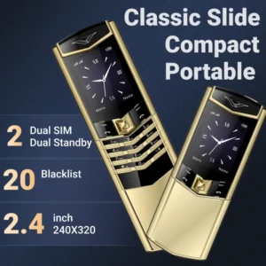 Classic Slide Phone Metal Body 2 SIM Cards 2.4 inch HD Screen Elderly and Business Backup Essential for Successful People