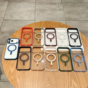 Colorful Acrylic Phone Case for iPhone 17 Air 14 13 12 11 18 Pro Max Case 16E 15 Plus Magnetic Wireless Charge Back Cover