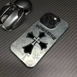 Cross Print Hard PC Phone Cover for iPhone XR XS 13 14 15 16 17 Pro Max
