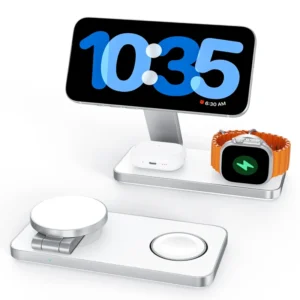 Custom Logo 3 in 1 Wireless Charging Station Fast 15W Multi Device Charger for Phones Earbuds and Watch