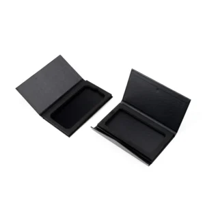 Custom Luxury Leather Reusable Electronic Smartphone Case Display Set EVA Magnetic Flip Lid Black Box For Packaging