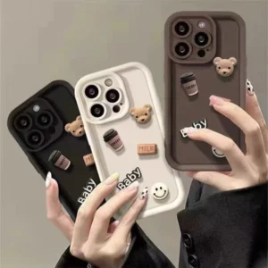 Cute Cartoon 3D Soft TPU Silicone Phone Case for iPhone 16 15 14 13 12 17 Pro Max