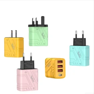 Dual USB-C Adapter with Type-C Charger USB Phone Charger Universal for US EU UK Multiple Charging Port Brand New DC Output