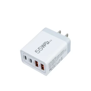 Dual USB C Charger 55W USB C Charger Block 4 Port Type C Fast Charging Block QC+PD Power Adapter Wall Charger Plug for iPhone