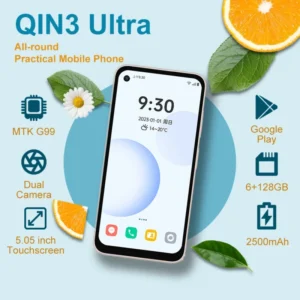 Duoqin Qin3 Ultra 4G Smartphone 6GB+128GB MTK G99 5.05″ Android 12 Global Version Fingerprint Mini Mobile Phone