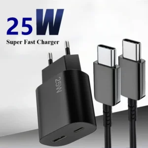 EU Plug USB Type C Dual Port Fast Charger 25W Adapter Phone Accessories Mobile Phone Charger 5V3A USB Wall Charger for Earphone
