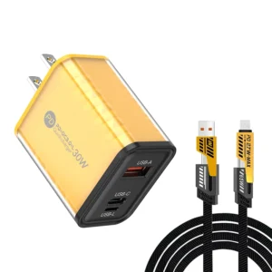 EU/US/UK Plug USB C Fast Charging 3 Port USB Wall Charger 12W PD Multi Port Quick Charging Electric Earphone Adapter 1 Meter