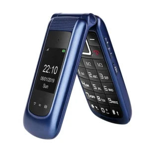 Easy Use Senior Elderly Flip Mobile Phone Big Button Blue LCD 1080P 2.4 Inch Feature Mobile Phone GSM