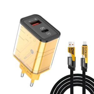 Electric 20W PD Universal Plug Wall Charger Adapter Fast Charging Type-C & USB Ports 1m Cable Multi-Port Fast Charger