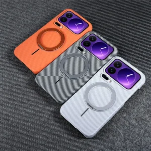 Embossed Ins Style Magnetic Bracket Hard Phone Case for 17 Pro Max 15 Ultra