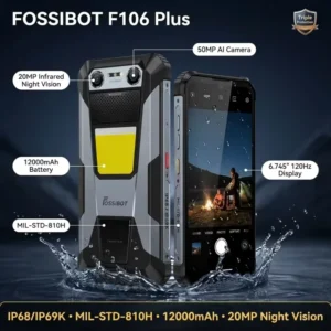 F106 Plus Rugged Smartphone 50MP 20MP Night Vision 12000mAh IP68 MIL STD 810H 6.745″ 120Hz Unlocked 4G Global Network